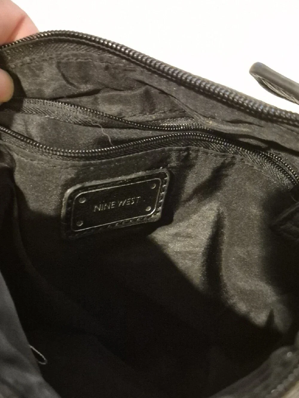 Nine West Black Textured Crossbody Bag with Front Zip